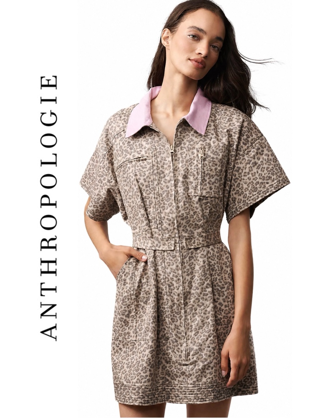 Anthropologie Maeve Utility Fit & Flare Mini Shirt Dress